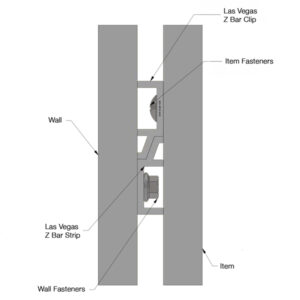 Las Vegas Z Bar French Cleat Hanging Clip 50mm 2 holes max. 50kg (Qty 1)